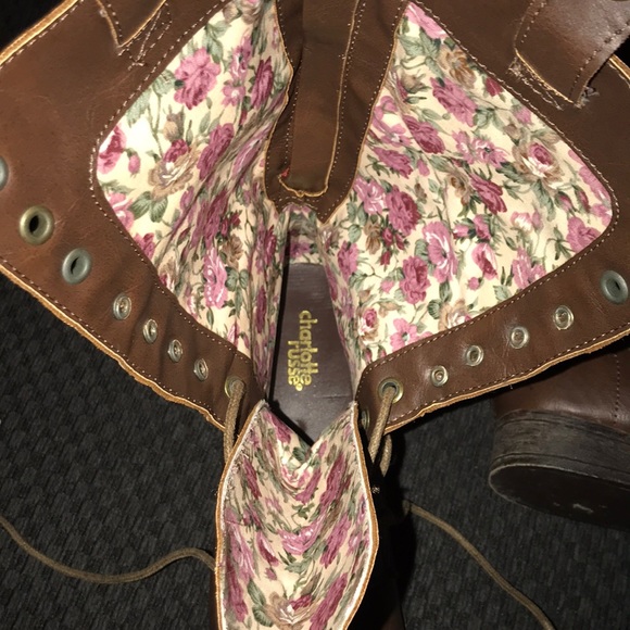 Charlotte Russe Brown Button Down Combat Boots - Picture 7 of 7